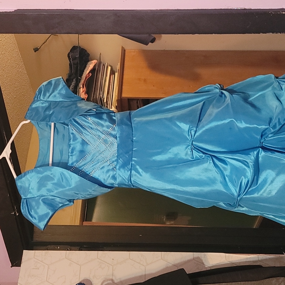 Little girls Aqua pageant dress